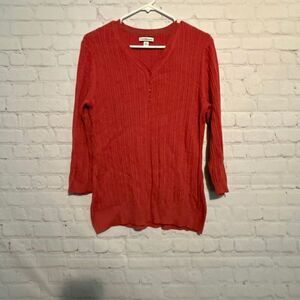 Croft & Barrow Women’s Cable Knit Henley Sweater – Size Medium 🍂✨